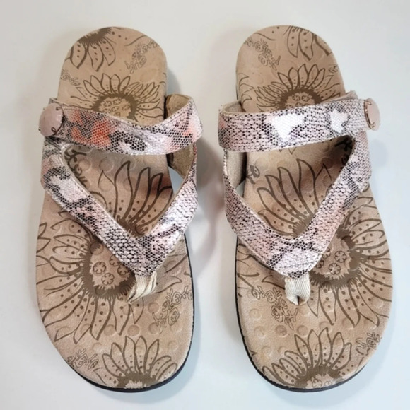 Orthaheel Cocoa Natural Snake Print Tan Sandals Flip Flops Shoes Size Women's 6 - Picture 4 of 12